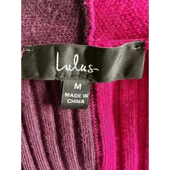 Lulus Charming Combo Pink and Purple Ribbed Button-Front Sweater Dress Size M - Picture 7 of 10